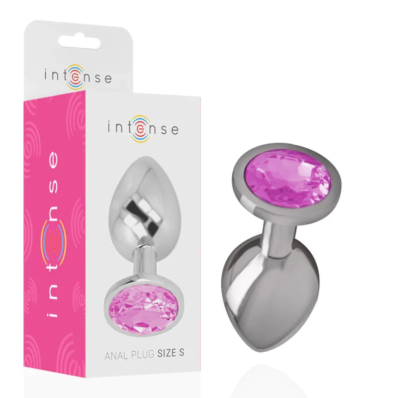 INTENSE - PLUG ANAL METAL ALUMINIO CON CRISTAL ROSA TALLA S - Nuvica