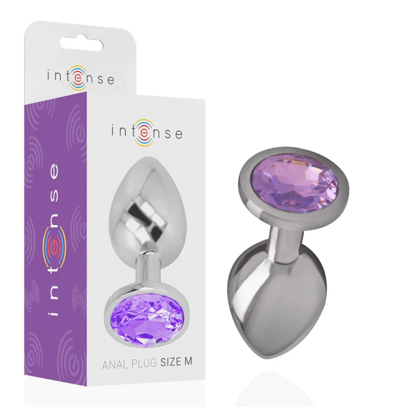 INTENSE - PLUG ANAL METAL ALUMINIO CON CRISTAL VIOLETA TALLA M - Nuvica