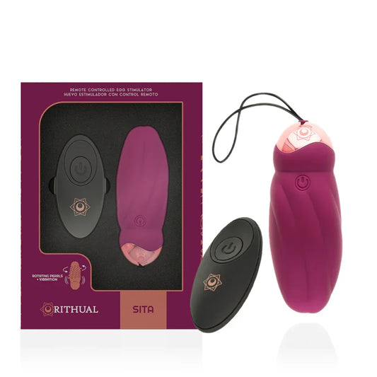 RITHUAL - SITA HUEVO CONTROL REMOTO ROTACIÓN DE PERLAS + VIBRACIÓN - Nuvica