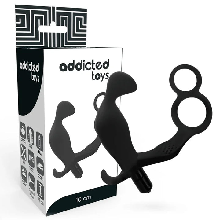 ADDICTED TOYS - PLUG ANAL CON ANILLA DOBLE PENE Y TESTÍCULOS NEGRO - Nuvica