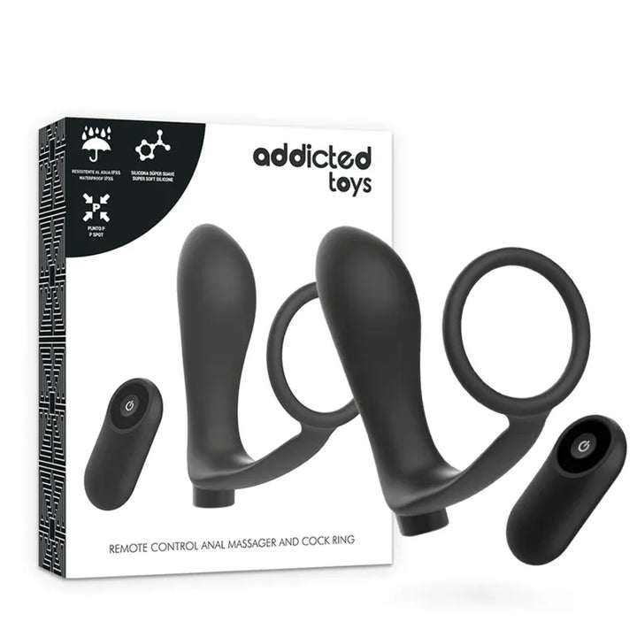 ADDICTED TOYS - ANILLA PENE CON PLUG ANAL CONTROL REMOTO NEGRO RECARGABLE - Nuvica