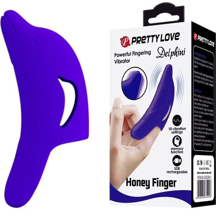PRETTY LOVE - DELPHINI PODEROSO ESTIMULADOR DE DEDO AZUL OSCURO - Nuvica