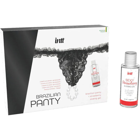 INTT RELEASES - PANTY BRASILEÑA NEGRA CON PERLAS Y GEL LUBRICANTE 50 ML - Nuvica