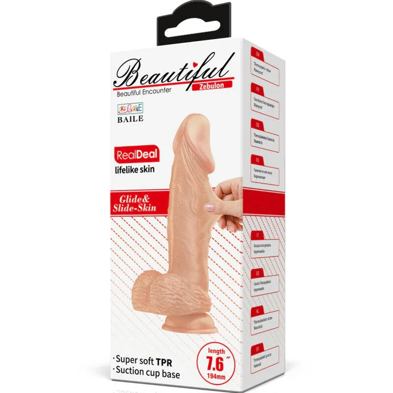 BAILE - BEAUTIFUL ENCOUNTER ZEBULON DILDO REALÍSTICO FLEXIBLE 19.4 CM NATURAL - Nuvica