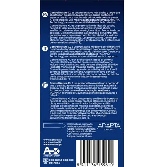 CONTROL - ADAPTA NATURE XL PRESERVATIVOS 12 UNIDADES - Nuvica