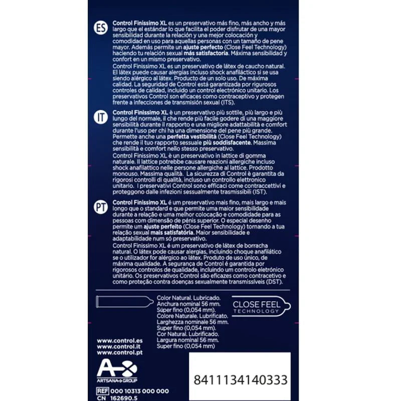 CONTROL - FINISSIMO XL PRESERVATIVOS 12 UNIDADES - Nuvica