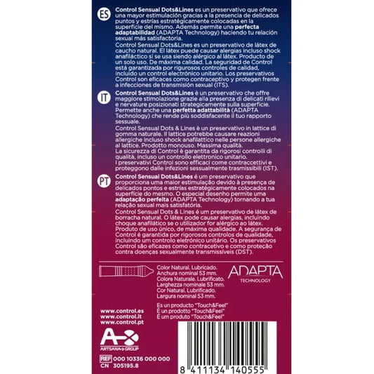 CONTROL - SENSUAL DOTS & LINES PUNTOS Y ESTRIAS 12 UDS - Nuvica