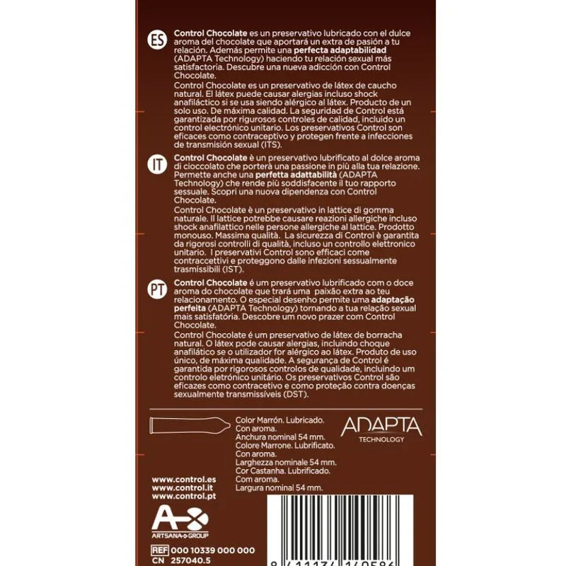 CONTROL - CHOCOLATE PRESERVATIVOS 12 UNIDADES - Nuvica