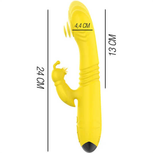 INTENSE - TOKY VIBRADOR MULTIFUNCIÓN RECARGABLE UP & DOWN CON ESTIMULADOR DE CLITORIS AMARILLO - Nuvica
