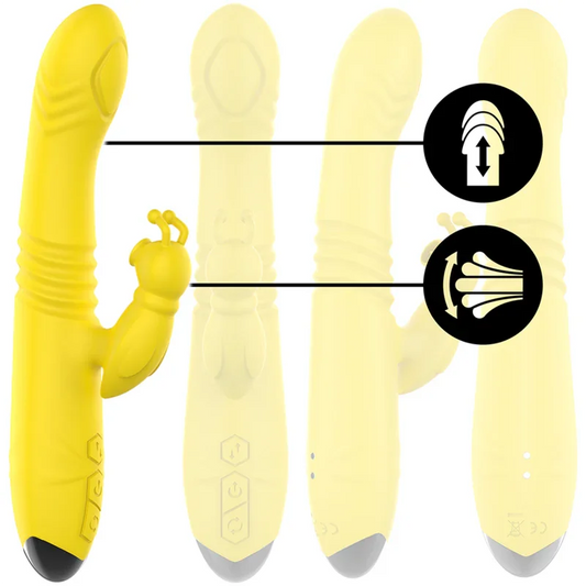 INTENSE - TOKY VIBRADOR MULTIFUNCIÓN RECARGABLE UP & DOWN CON ESTIMULADOR DE CLITORIS AMARILLO - Nuvica