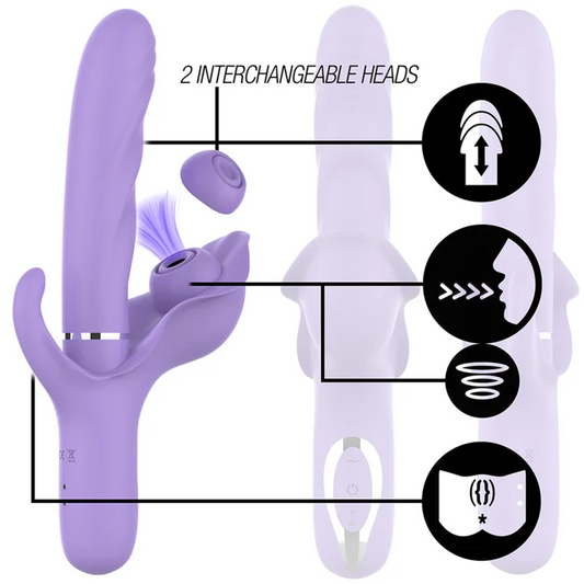 INTENSE - BILLIE VIBRADOR MULTIFUNCIÓN RECARGABLE ONDAS ESTIMULADORAS CON PULSADOR MORADO - Nuvica