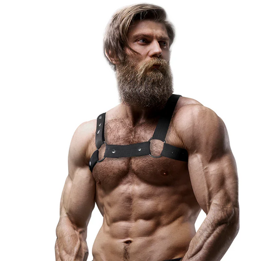 FETISH SUBMISSIVE ATTITUDE - ARNÉS DEPORTIVO AJUSTABLE NEOPRENO PECHO HOMBRE - Nuvica