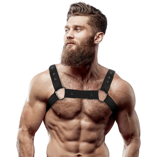 FETISH SUBMISSIVE ATTITUDE - ARNÉS DEPORTIVO AJUSTABLE NEOPRENO PECHO HOMBRE - Nuvica