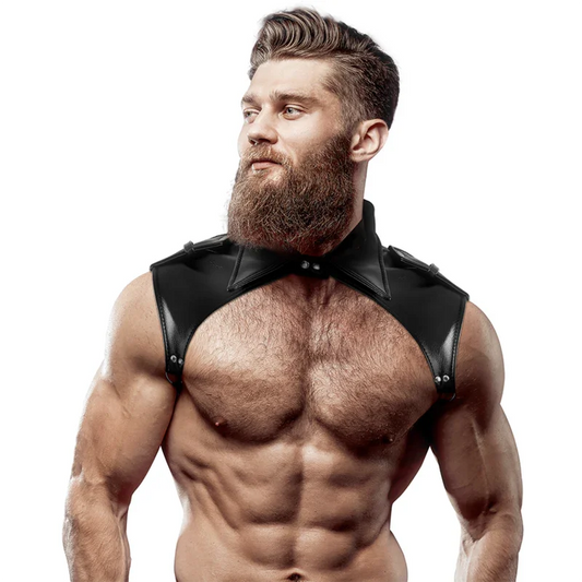 FETISH SUBMISSIVE ATTITUDE - ARNÉS BRIGADE AJUSTABLE ECOPIEL CUELLO HOMBRE - Nuvica