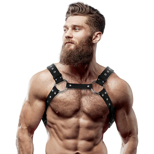 FETISH SUBMISSIVE ATTITUDE - ARNÉS ECOPIEL PECHO CON TACHUELAS HOMBRE - Nuvica