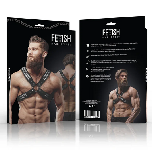 FETISH SUBMISSIVE ATTITUDE - ARNÉS ECOPIEL PECHO CRUZADO CON REMACHES HOMBRE - Nuvica