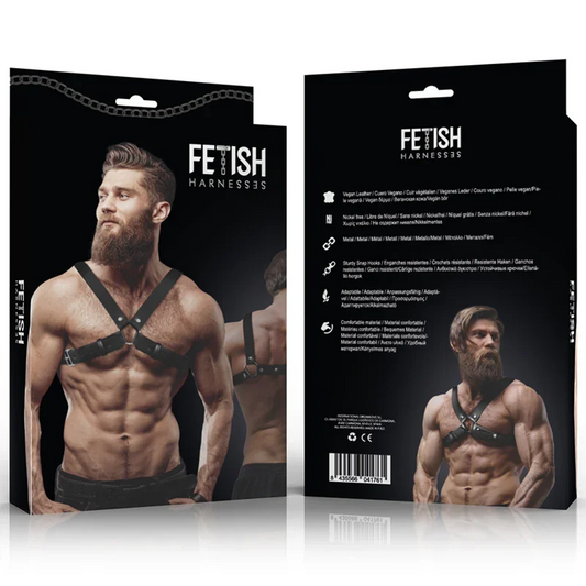 FETISH SUBMISSIVE ATTITUDE - ARNÉS BULLDOG AJUSTABLE ECOPIEL PECHO CRUZADO HOMBRE - Nuvica
