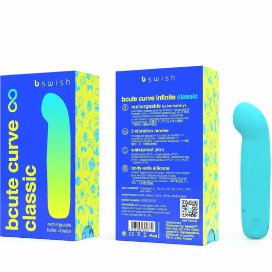 B SWISH - BCUTE CURVE INFINITE CLASSIC VIBRADOR RECARGABLE SILICONA AZUL - Nuvica