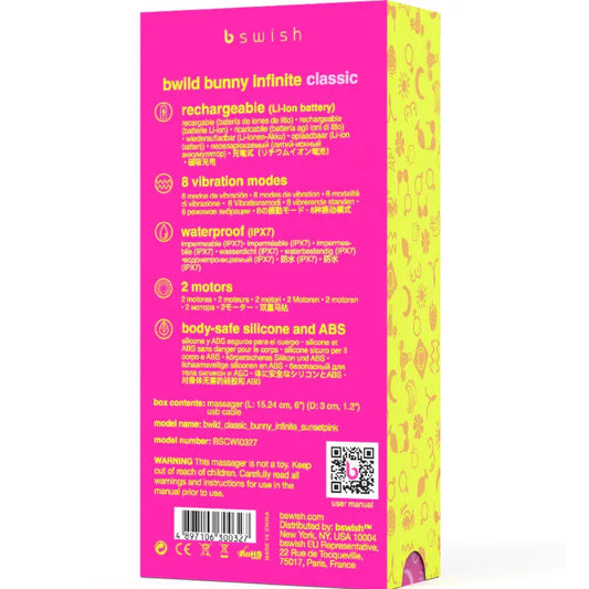 B SWISH - BWILD BUNNY INFINITE CLASSIC VIBRADOR RECARGABLE SILICONA ROSA - Nuvica