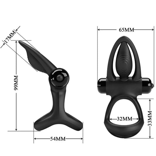 PRETTY LOVE - ANILLO VIBRADOR 10 VIBRACIONES SILICONA NEGRO - Nuvica