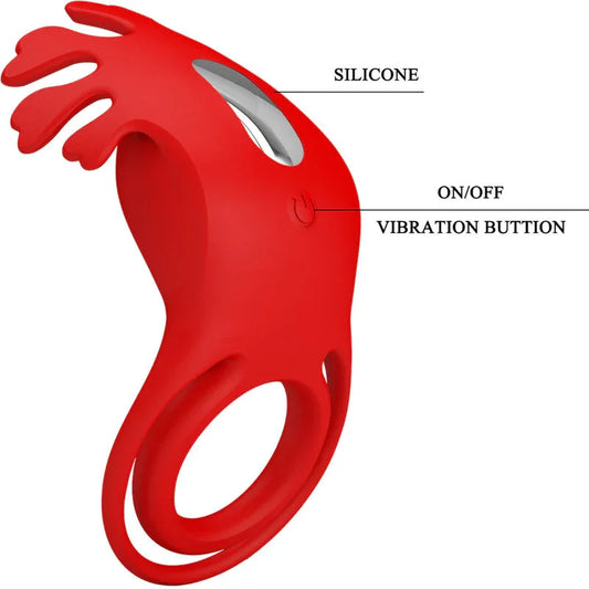 PRETTY LOVE - RUBEN ANILLO VIBRADOR 7 VIBRACIONES SILICONA ROJO - Nuvica