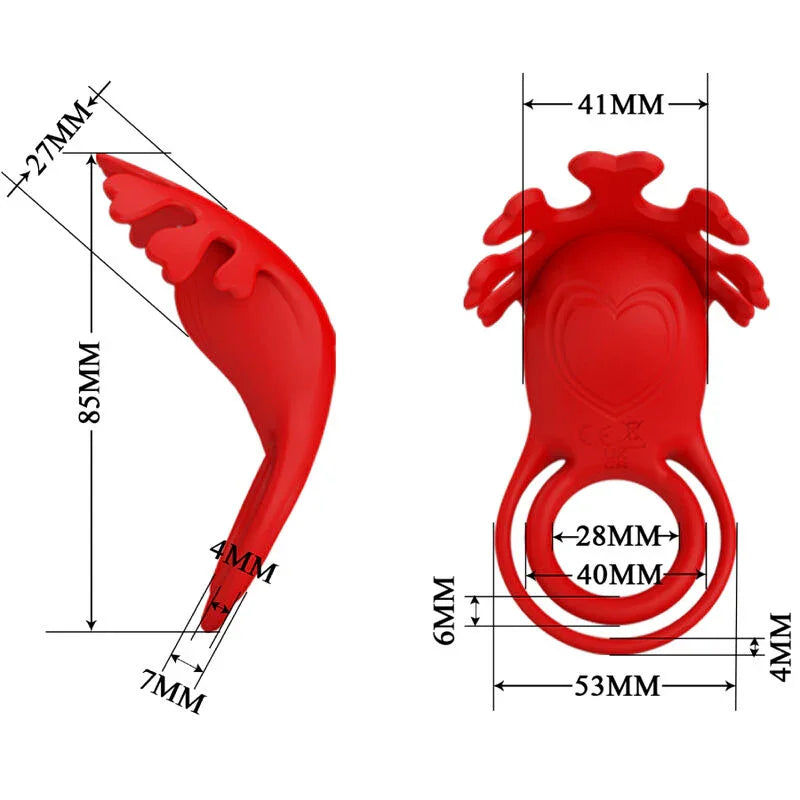 PRETTY LOVE - RUBEN ANILLO VIBRADOR 7 VIBRACIONES SILICONA ROJO - Nuvica