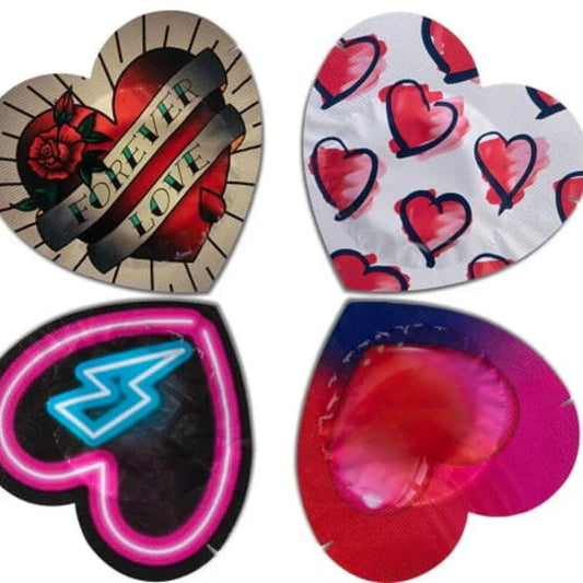 PASANTE - PRESERVATIVO ROJO FORMA CORAZON BOLSA 144 UNIDADES - Nuvica