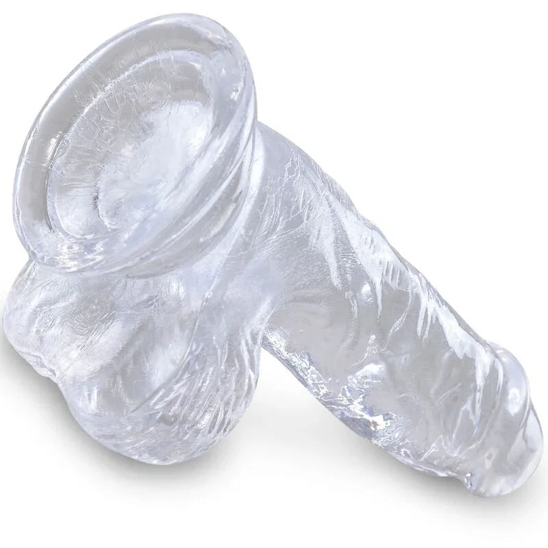 KING COCK - CLEAR PENE REALÍSTICO CON TESTÍCULOS 10.1 CM TRANSPARENTE - Nuvica