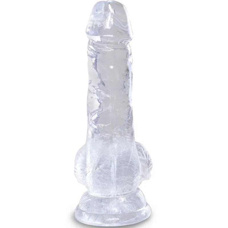 KING COCK - CLEAR PENE REALÍSTICO CON TESTÍCULOS 10.1 CM TRANSPARENTE - Nuvica