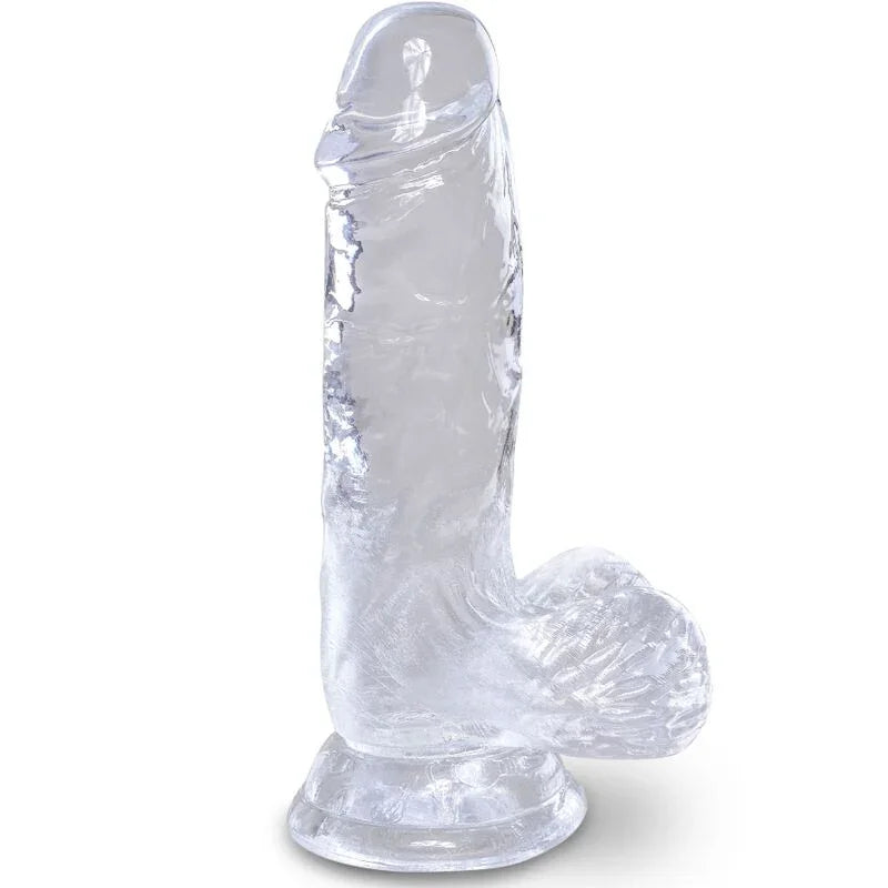 KING COCK - CLEAR PENE REALÍSTICO CON TESTÍCULOS 10.1 CM TRANSPARENTE - Nuvica