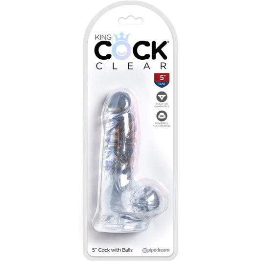 KING COCK - CLEAR PENE REALÍSTICO CON TESTÍCULOS 10.1 CM TRANSPARENTE - Nuvica