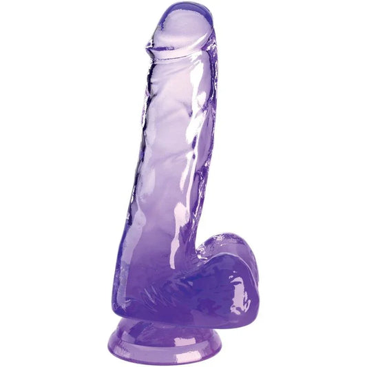 KING COCK - CLEAR PENE REALÍSTICO CON TESTÍCULOS 13.5 CM MORADO - Nuvica