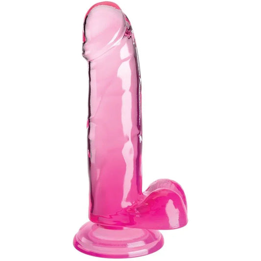 KING COCK - CLEAR PENE REALÍSTICO CON TESTÍCULOS 15.2 CM ROSA - Nuvica
