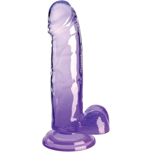 KING COCK - CLEAR PENE REALÍSTICO CON TESTÍCULOS 15.2 CM MORADO - Nuvica