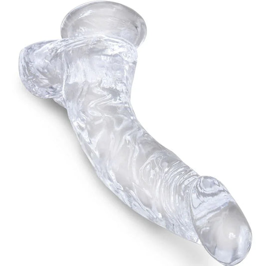 KING COCK - CLEAR PENE REALÍSTICO CURVADO CON TESTÍCULOS 16.5 CM TRANSPARENTE - Nuvica
