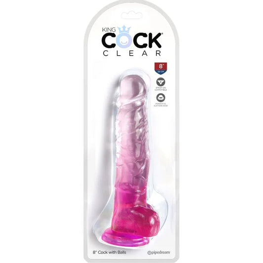 KING COCK - CLEAR PENE REALÍSTICO CON TESTÍCULOS 16.5 CM ROSA - Nuvica