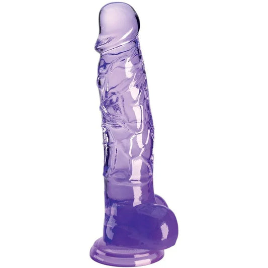 KING COCK - CLEAR PENE REALÍSTICO CON TESTÍCULOS 16.5 CM MORADO - Nuvica