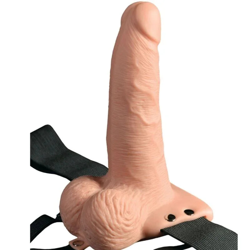 FETISH FANTASY SERIES - ARNÉS AJUSTABLE CONTROL REMOTO PENE REALÍSTICO CON TESTÍCULOS RECARGABLE Y VIBRADOR 15 CM - Nuvica