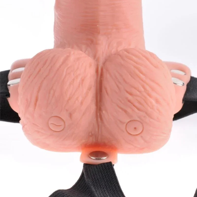 FETISH FANTASY SERIES - ARNÉS AJUSTABLE CONTROL REMOTO PENE REALÍSTICO CON TESTÍCULOS RECARGABLE Y VIBRADOR 15 CM - Nuvica