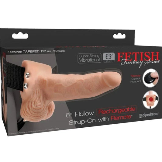 FETISH FANTASY SERIES - ARNÉS AJUSTABLE CONTROL REMOTO PENE REALÍSTICO CON TESTÍCULOS RECARGABLE Y VIBRADOR 15 CM - Nuvica