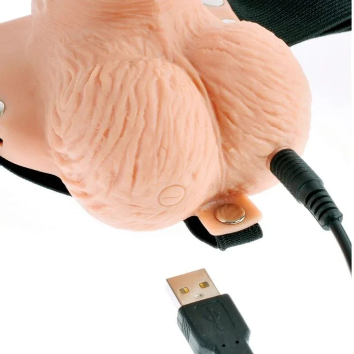 FETISH FANTASY SERIES - ARNÉS AJUSTABLE CONTROL REMOTO PENE REALÍSTICO CON TESTÍCULOS RECARGABLE Y VIBRADOR 15 CM - Nuvica