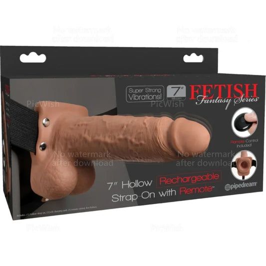 FETISH FANTASY SERIES - ARNÉS AJUSTABLE PENE REALÍSTICO CON TESTÍCULOS RECARGABLE Y VIBRADOR 17.8 CM - Nuvica