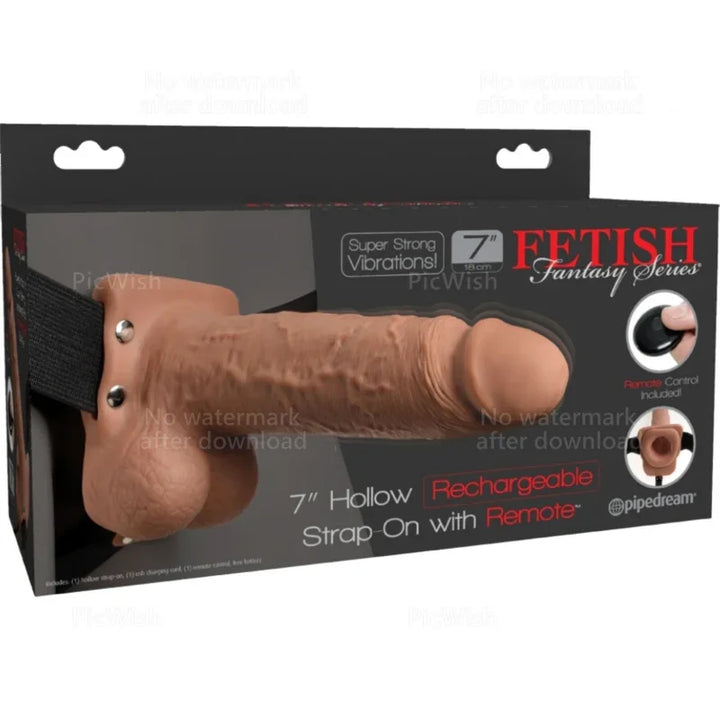 FETISH FANTASY SERIES - ARNÉS AJUSTABLE PENE REALÍSTICO CON TESTÍCULOS RECARGABLE Y VIBRADOR 17.8 CM - Nuvica