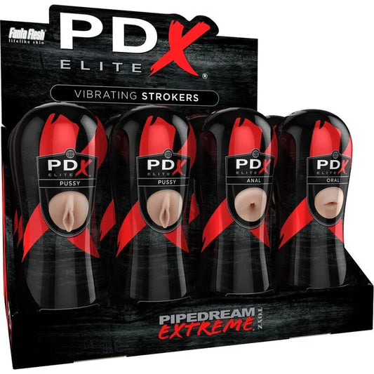 PDX ELITE - SET MASTURBADOR STROKER 12 UNIDADES: 6X VAGINA, 3X ANO, 3X BOCA - Nuvica