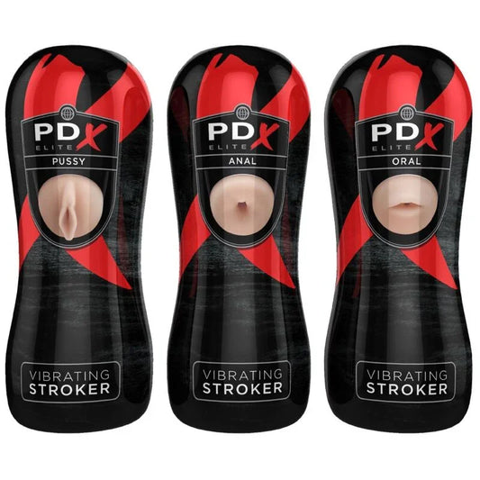 PDX ELITE - SET MASTURBADOR STROKER 12 UNIDADES: 6X VAGINA, 3X ANO, 3X BOCA - Nuvica