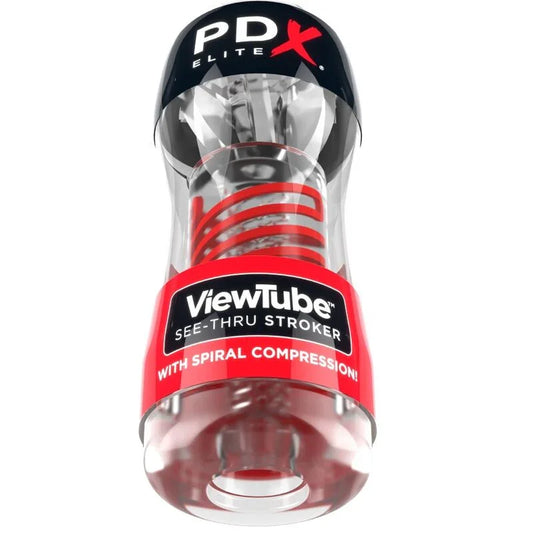 PDX ELITE - MASTURBADOR STROKER VIEWTUBE 2 COMPRESION ESPIRAL TRANSPARENTE - Nuvica