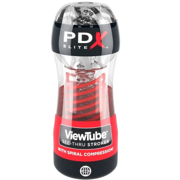 PDX ELITE - MASTURBADOR STROKER VIEWTUBE 2 COMPRESION ESPIRAL TRANSPARENTE - Nuvica