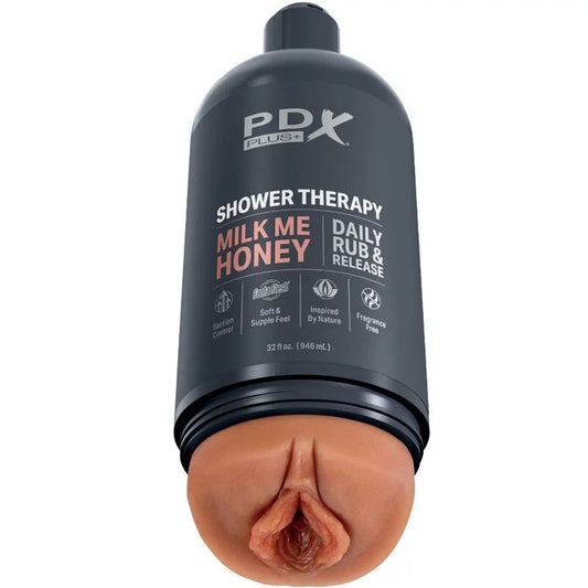 PDX PLUS - MASTURBADOR STROKER DISEÑO DISCRETO DE BOTE CHAMPU MILK ME HONEY CARAMELO - Nuvica