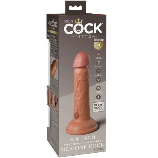 KING COCK - ÉLITE DILDO REALÍSTICO VIBRADOR & SILICONA 15.2 CM CARAMELO - Nuvica
