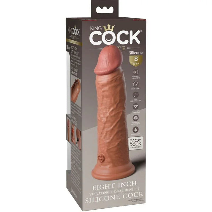 KING COCK - ÉLITE DILDO REALÍSTICO VIBRADOR & SILICONA 20.3 CM CARAMELO - Nuvica
